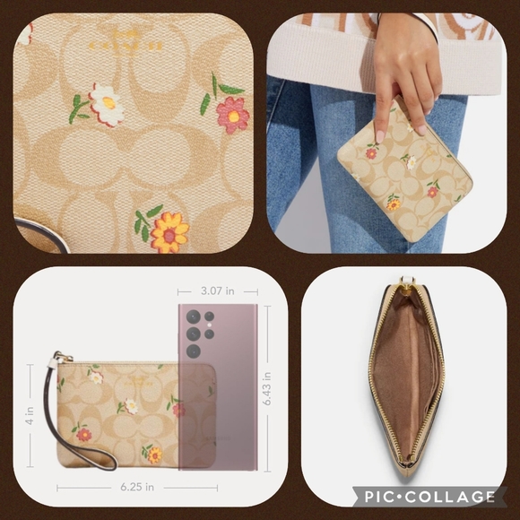 COACH Corner Zip Wristlet w/ Nostalgic Ditsy Print - Picture 2 of 8